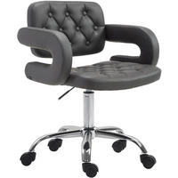 DREHSTUHL Lederlook grau - Chromfarben/Grau, Textil/Metall (62/78/55cm) - CLP