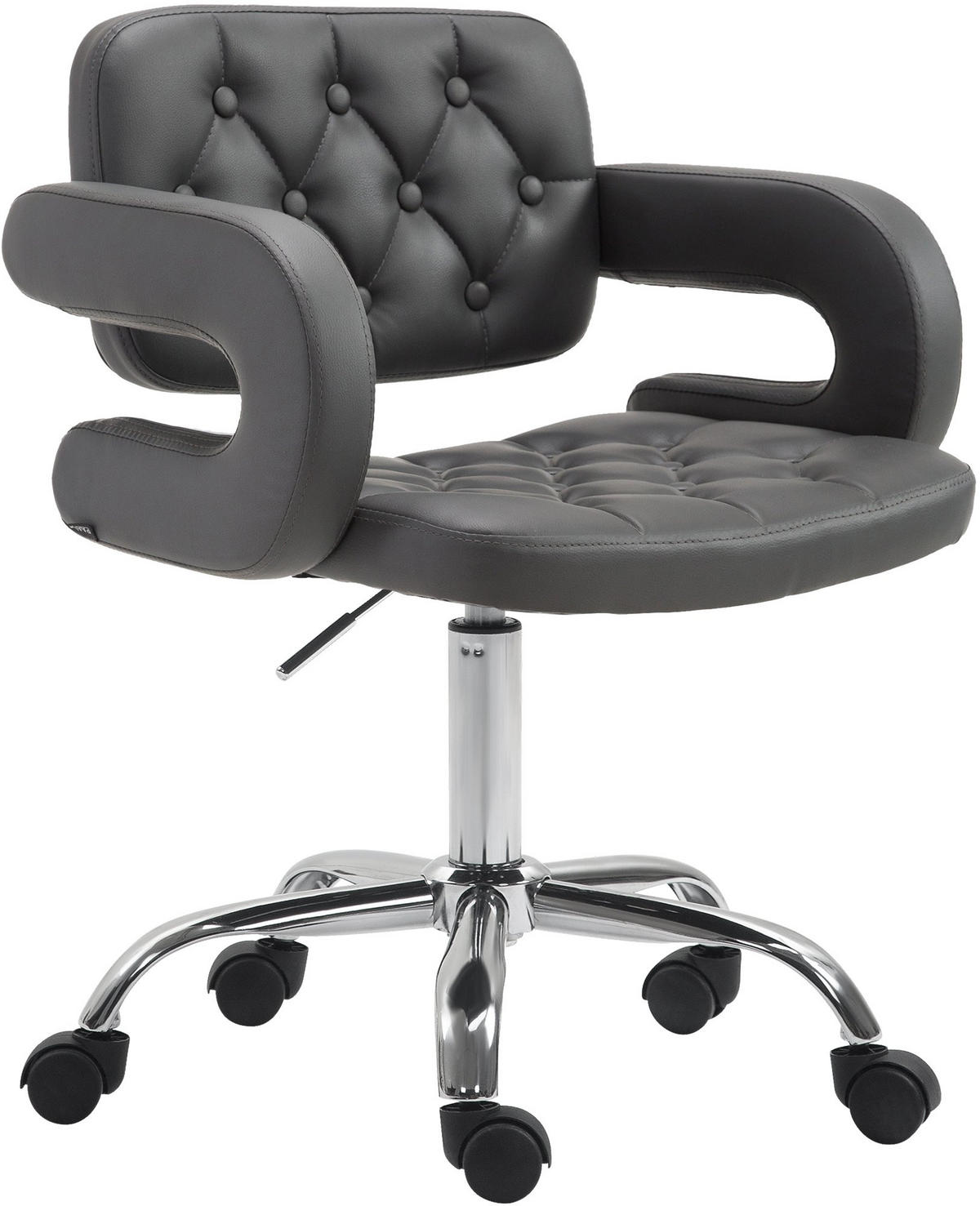 DREHSTUHL Lederlook grau - Chromfarben/Grau, Textil/Metall (62/78/55cm) - CLP