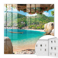 SCHLÜSSELBOX Weiß 30x30 cm – Türöffnung nach rechts - Ein paradiesischer Ausblick - Türkis, Metall (30/30/5cm) - TULUP