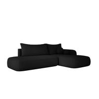 ECKSOFA BABU mit Schlaffunktion, Moderne Polsterecke für Wohnzimmer, funktionales Schlafsofa im Stoff NOW OR NEVER, 300x105x60cm rechte, Schwarz​ - Schwarz, Holz/Textil (300/190cm) - DomoHome