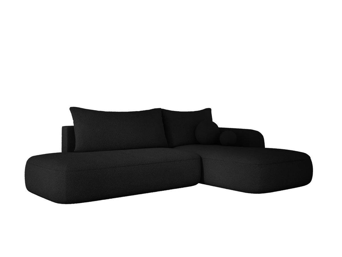 ECKSOFA BABU mit Schlaffunktion, Moderne Polsterecke für Wohnzimmer, funktionales Schlafsofa im Stoff NOW OR NEVER, 300x105x60cm rechte, Schwarz​ - Schwarz, Holz/Textil (300/190cm) - DomoHome