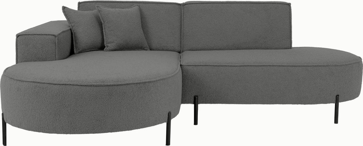 ECKSOFA Hana Loft 3-Sitzer Ecke Links, Boucle, Grau 241/80/168 cm - Schwarz/Grau, Textil/Metall (241/168cm) - WFL GROUP