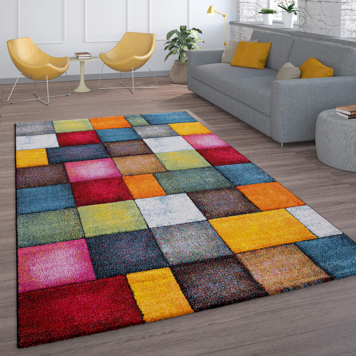 KURZFLORTEPPICH, kariert, aus Polypropylen, Florhöhe 12 mm, Mehrfarbig, 160 x 230 cm - Multicolor, Textil (160/230cm) - KADIMA DESIGN