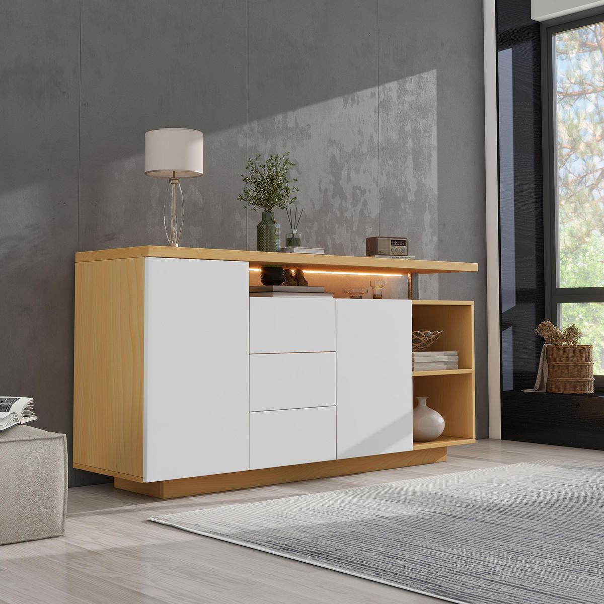 SIDEBOARD Weiß 140/40/70 cm - Weiß, Holzwerkstoff (140/70/40cm) - PANGIVO