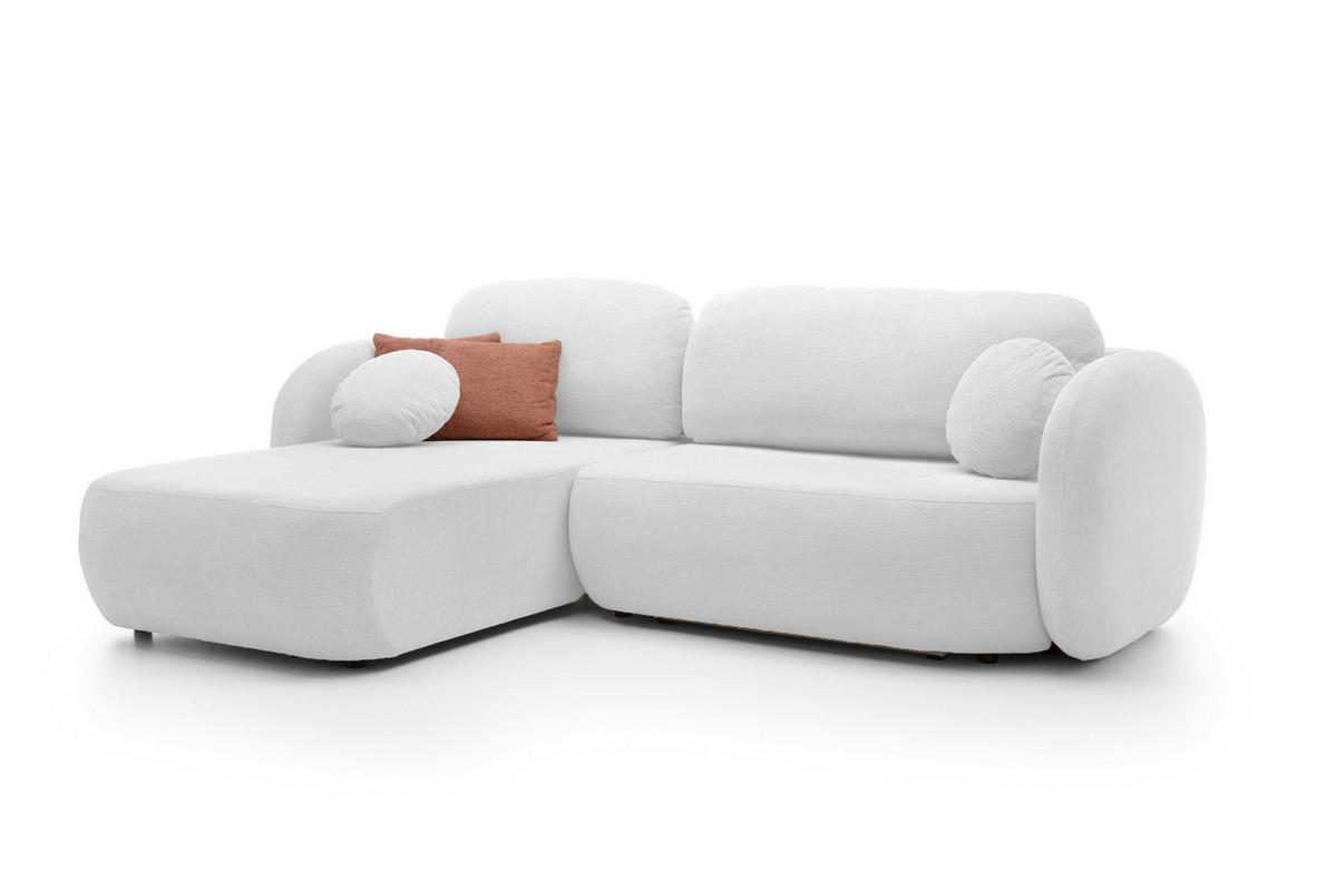 ECKSOFA OLIO L-Form Schlaffunktion mit Bettkasten, lose Rückenkissen, freistehend, LINKS 174x248 cm Silver-coloured - Silberfarben, Holz/Textil (174/248cm) - DomoHome