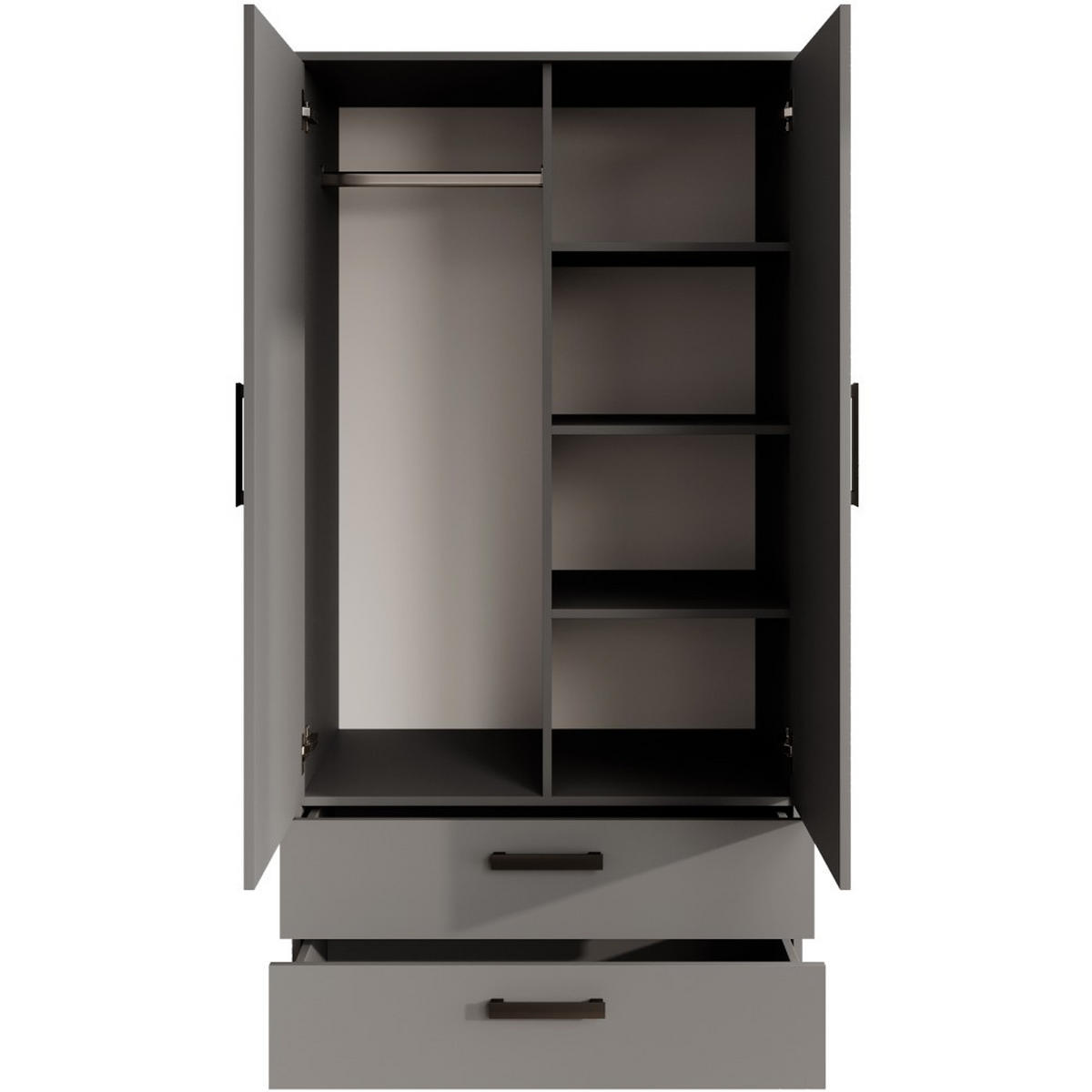 DREHTÜRENSCHRANK Trend, mit Schubladen, Graphit - Schwarz/Graphitfarben, Holzwerkstoff (90/180/50cm) - Beautysofa