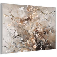 METALLBILD Mandelblüte - Kunst - Van Gogh - Beige - Abstrakt 90x60 cm - Braun, Metall (90/60cm) - MuchoWow