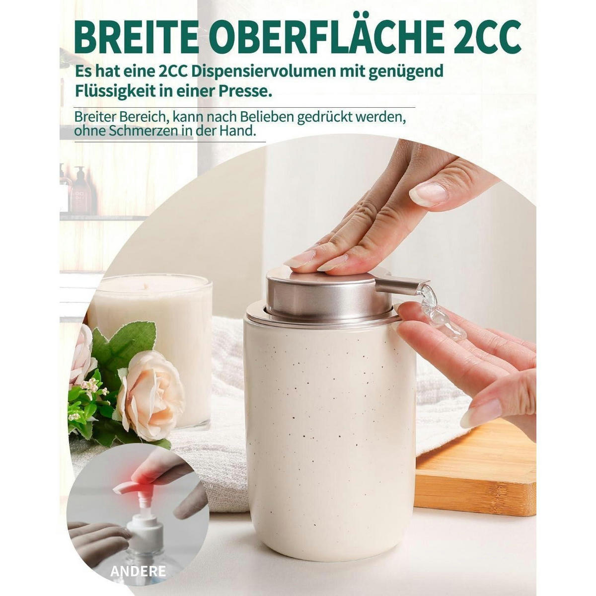 SEIFENSPENDER Keramik 350ml Beige & Rosa - Beige, Keramik (8/14/8cm)