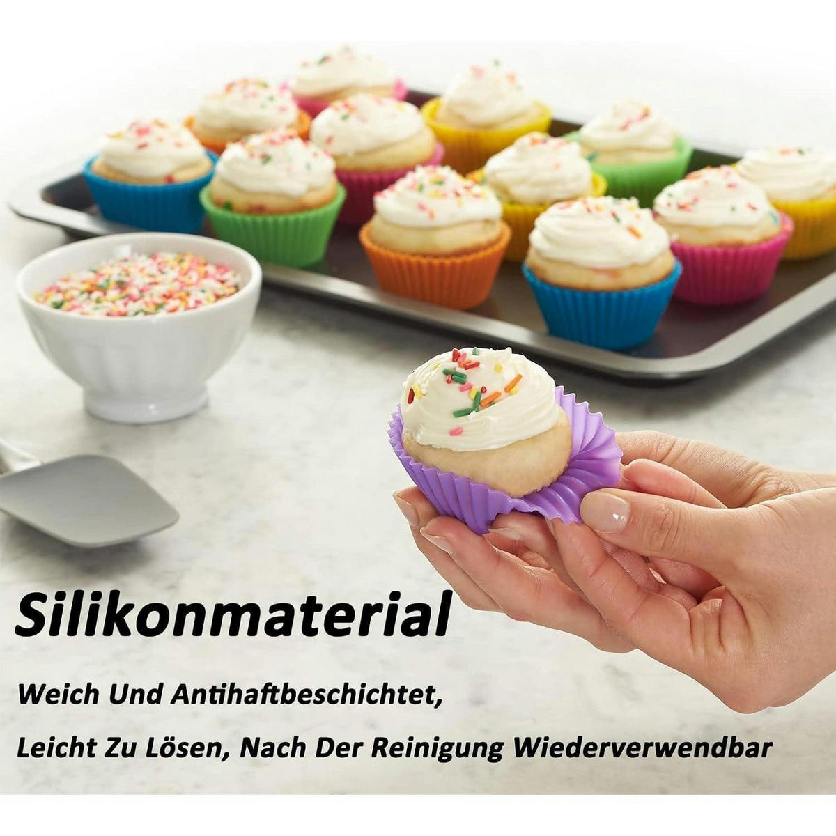 MUFFINFORM Silikon 12-teiliges Set 6 Farben - Multicolor, Kunststoff (4.5/3.5/7cm)