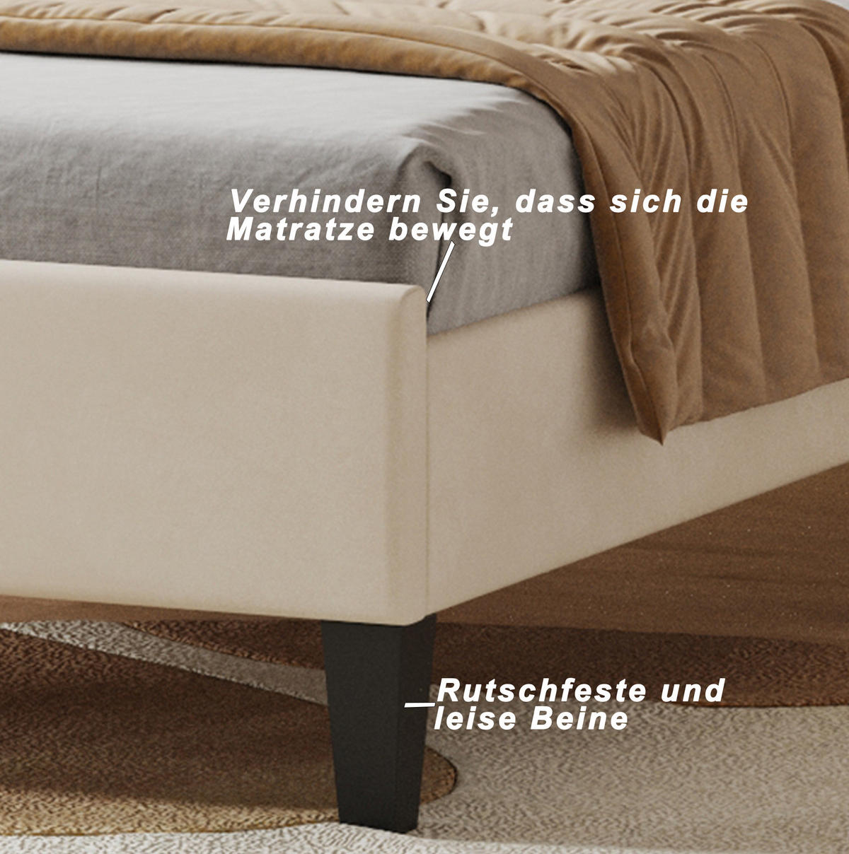 POLSTERBETT 90/200 cm Beige mit Blumen-Kopfteil und Lattenrost - Beige, Textil (90/200cm) - Flora Grace