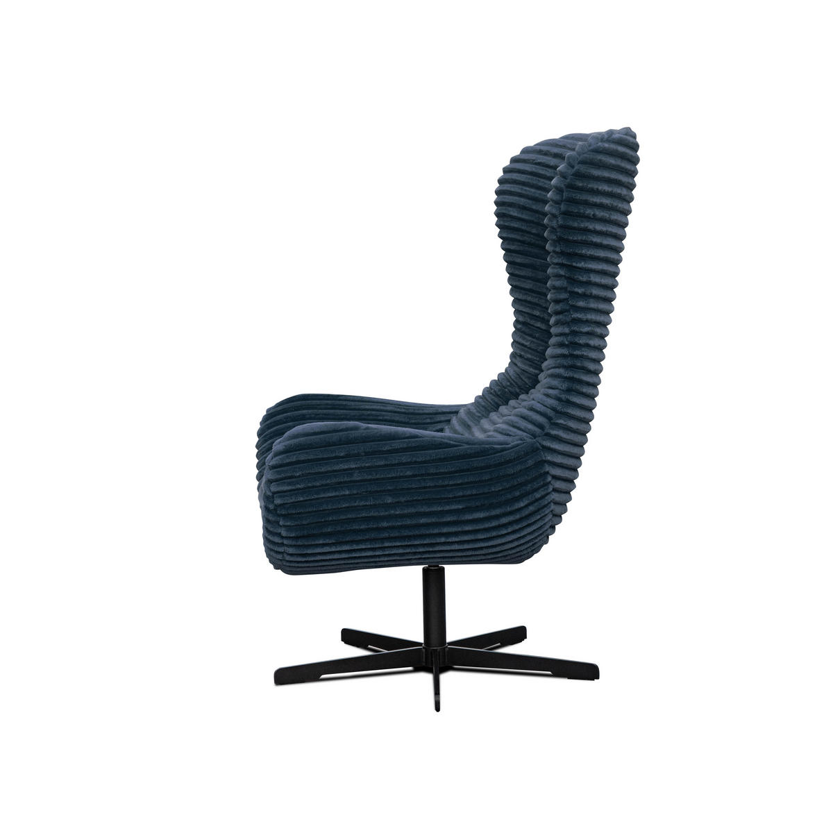 SESSEL MONACO 1-Sitzer, Cordstoff dunkelblau - Schwarz/Dunkelblau, Holz/Textil (74/116/84cm) - Courtois Laville