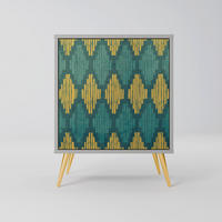 SIDEBOARD POLYGONS, Grau, 57,5x42x75,5 cm, Goldfarbene Metallfüße - Goldfarben/Multicolor, Holzwerkstoff/Metall (57.5/75.5/42cm) - SpaceRebels