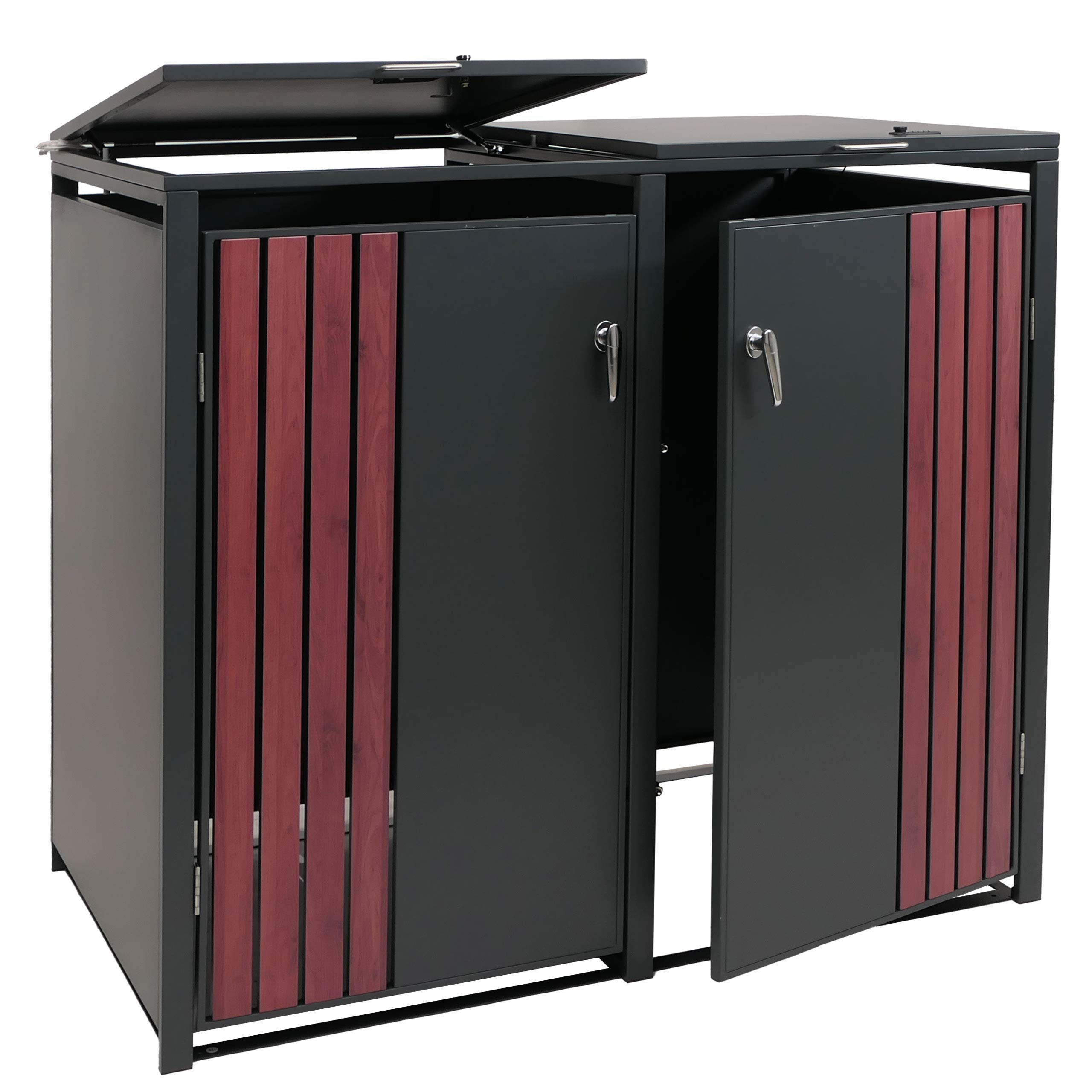 2ER-MÜLLTONNENVERKLEIDUNG Anthrazit, Dunkelbraun - Anthrazit/Dunkelbraun, Metall (132/122/84cm) - MCW