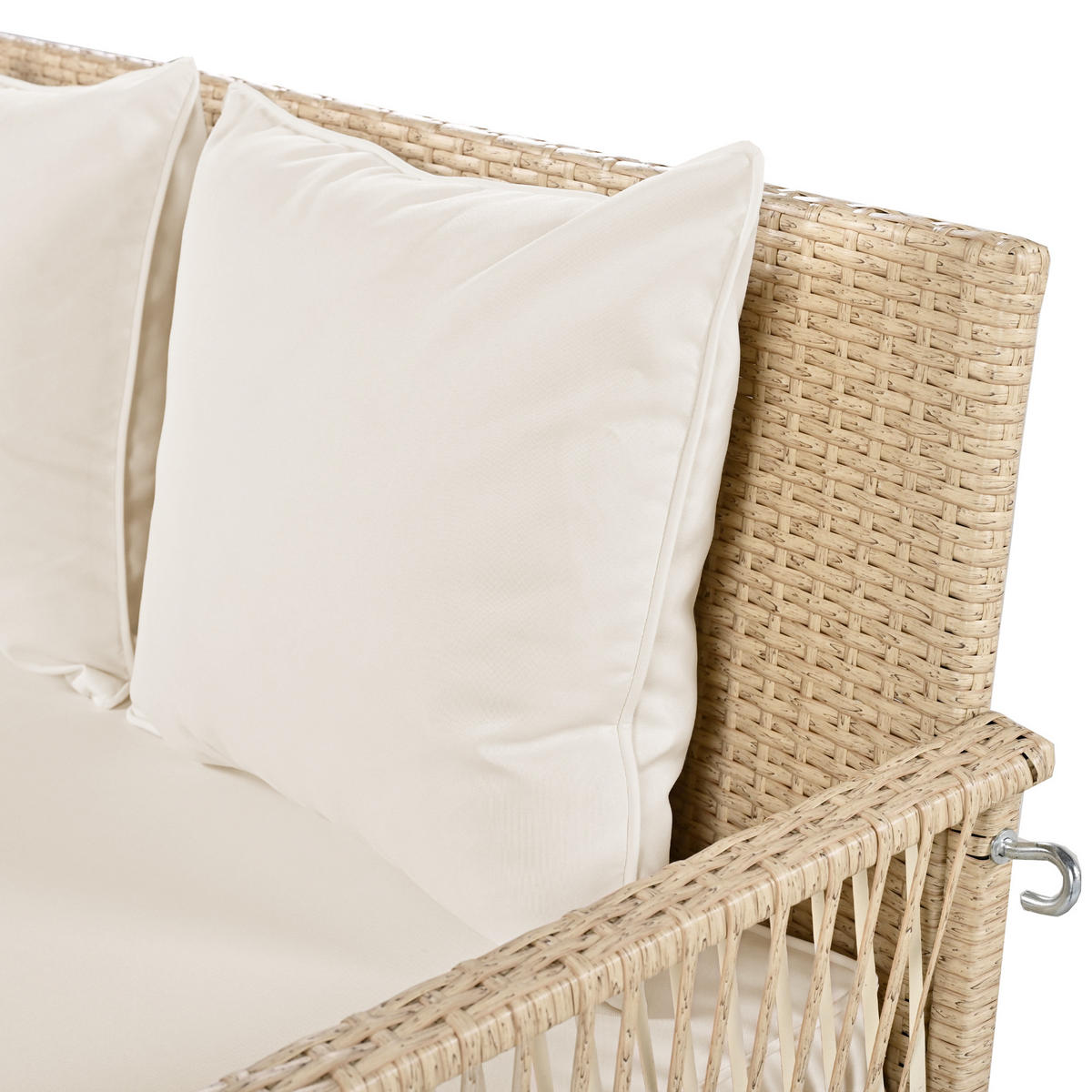 HOLLYWOODSCHAUKELL 2-Sitzer Beiges Rattan Mit Waschbaren Kissen - Beige, Naturmaterialien (54/53/114cm) - FLIEKS