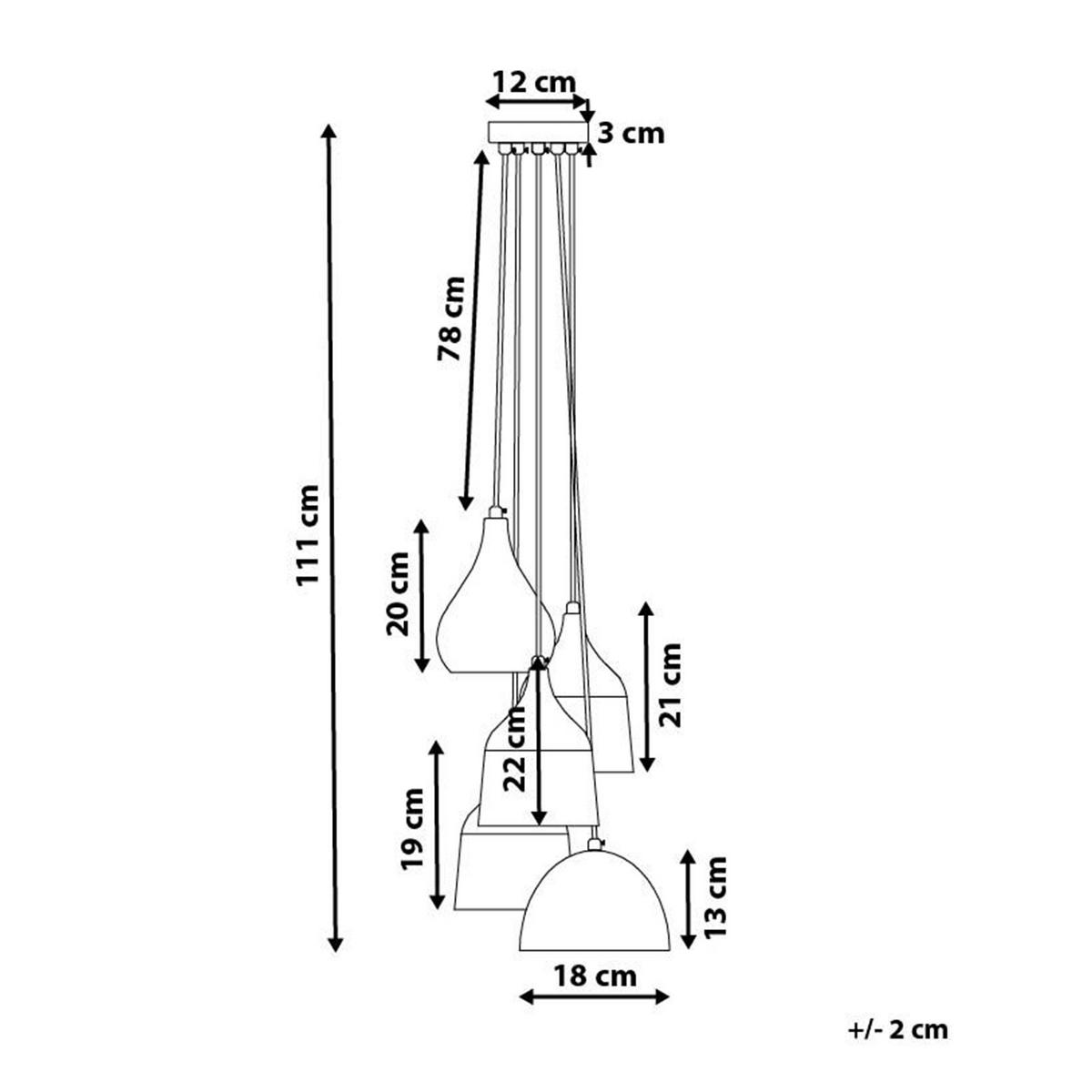 HÄNGELEUCHTE Savio 18/18/111 cm - Schwarz, Metall (18/18/111cm) - Beliani