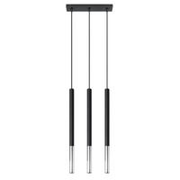 PENDELLEUCHTE Stahl Schwarz-Chrom 3-flammig - Schwarz, Metall (30/8/110cm)