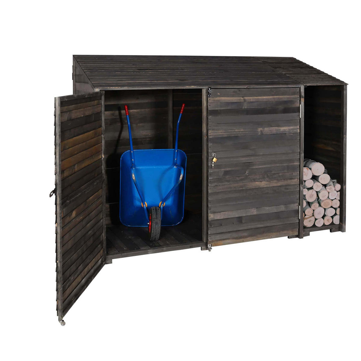 GERÄTESCHUPPEN Anthrazit - Anthrazit, Holz (250/180/93cm) - MCW