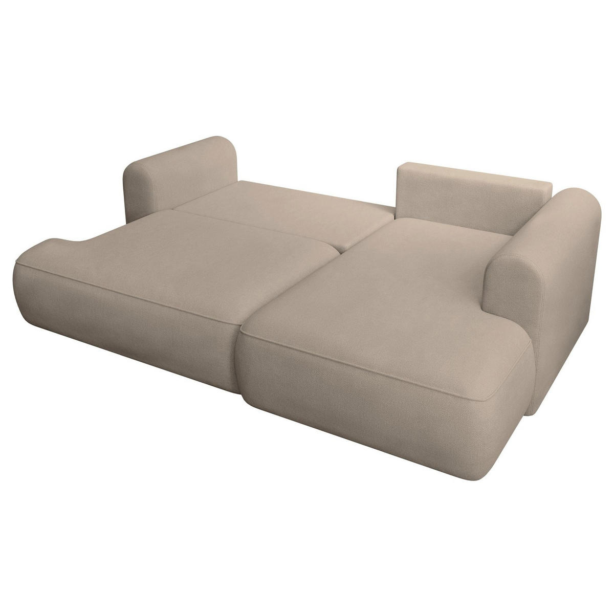 ECKSCHLAFSOFA Ovo Mini Greige Easy-Clean-Chenille-Bezug - Taupe/Schwarz, Kunststoff/Textil (156/238cm) - Selsey