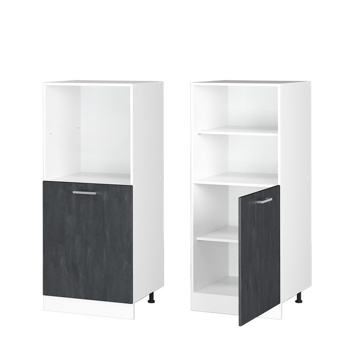 SKŘÍŇKA NA VESTAVĚNOU TROUBU R-Line Černý beton 60 cm - bílá/černá, kompozitní dřevo (60/143/57cm) - Vicco