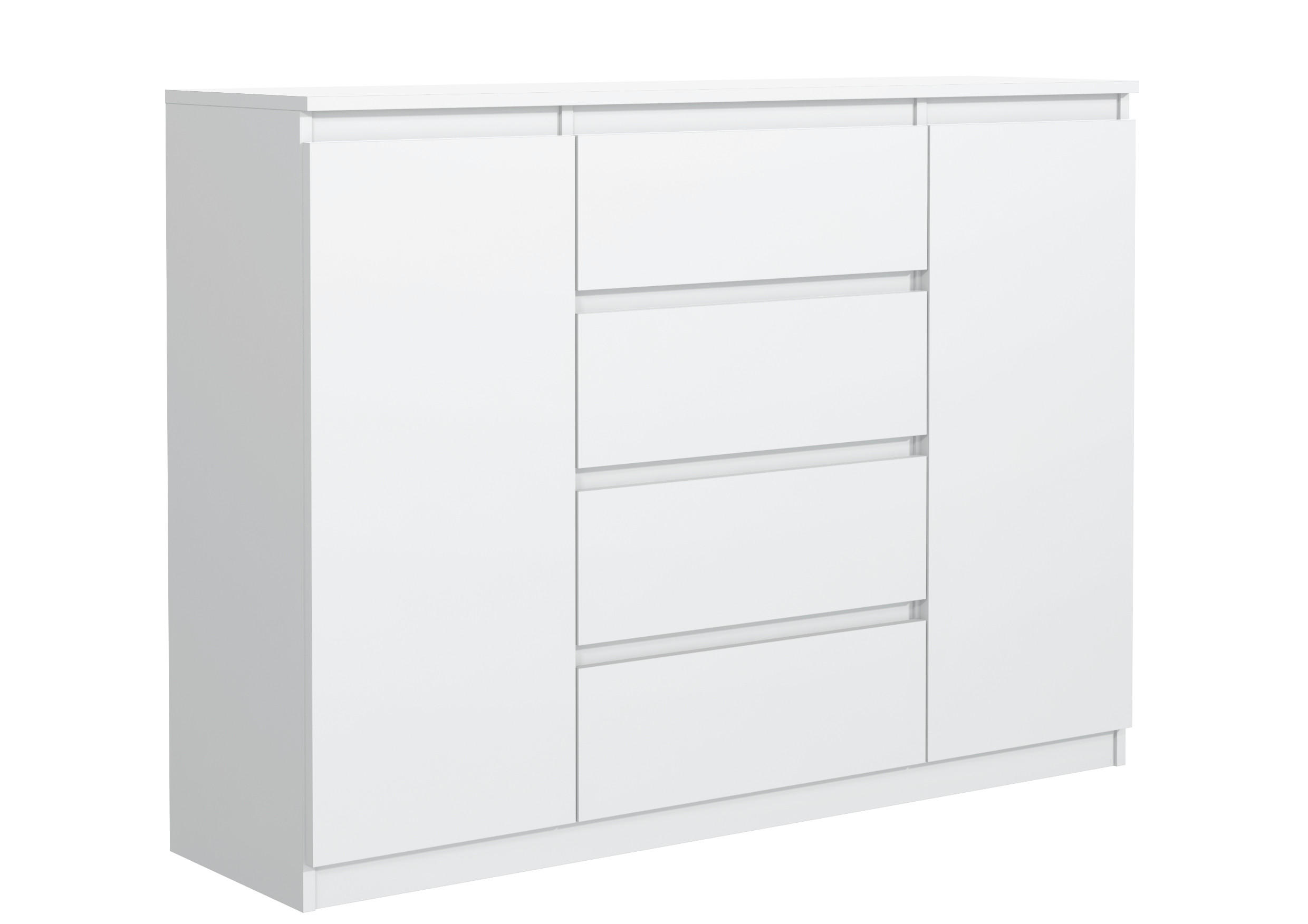 KOMMODE NUDO 120/101,5/39cm mit 4 Schubladen 2 Türen Weiß - Weiß, Holzwerkstoff (120/101.5/39cm) - MASSENO