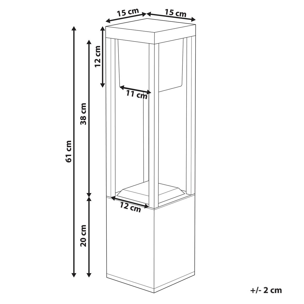 SOLAR-LED-POLLERLEUCHTE Schwarz Loon - Schwarz, Metall (15/15/60cm) - Beliani