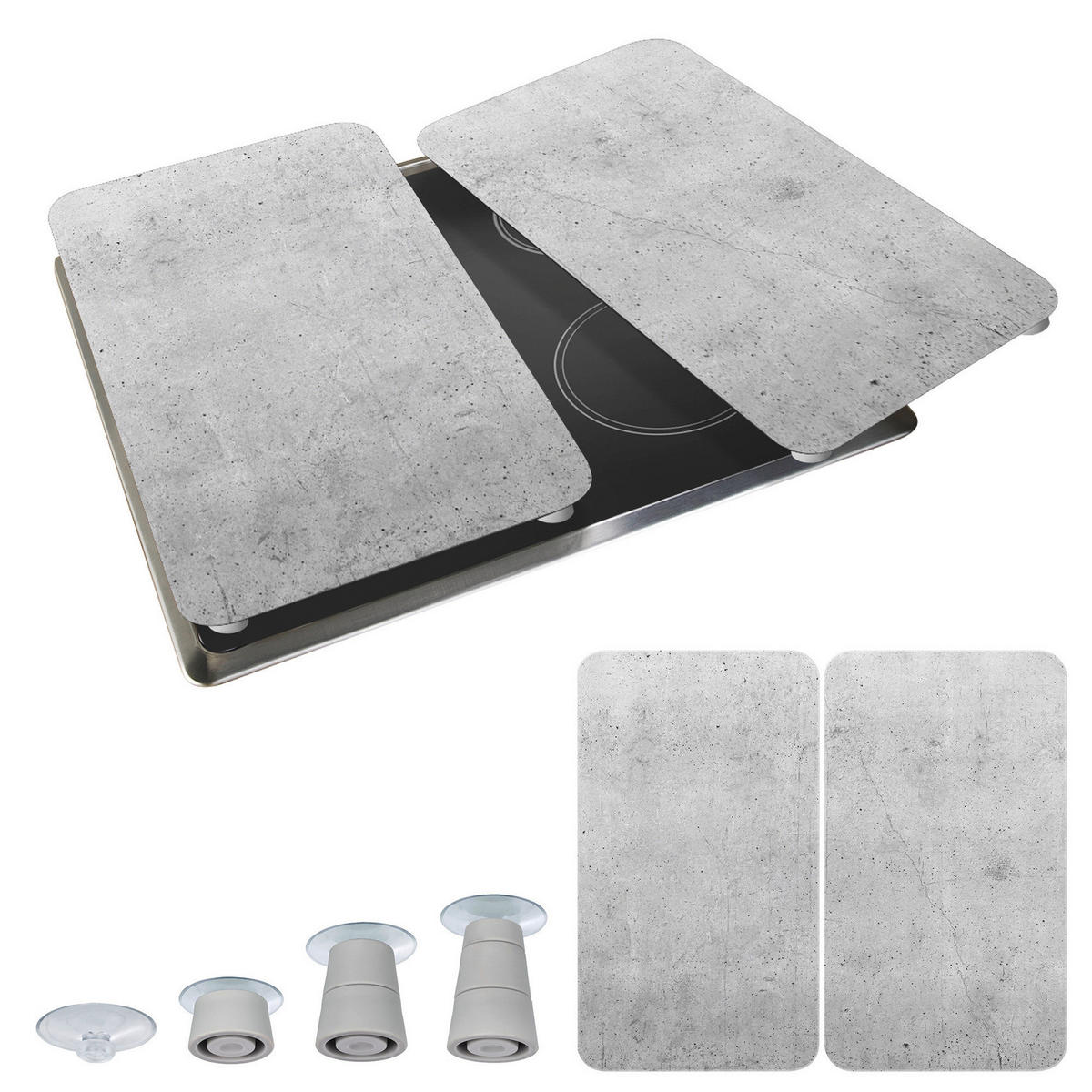 HERDABDECKPLATTEN aus Glas - Grau, Glas (30/5.5/52cm) - Wenko