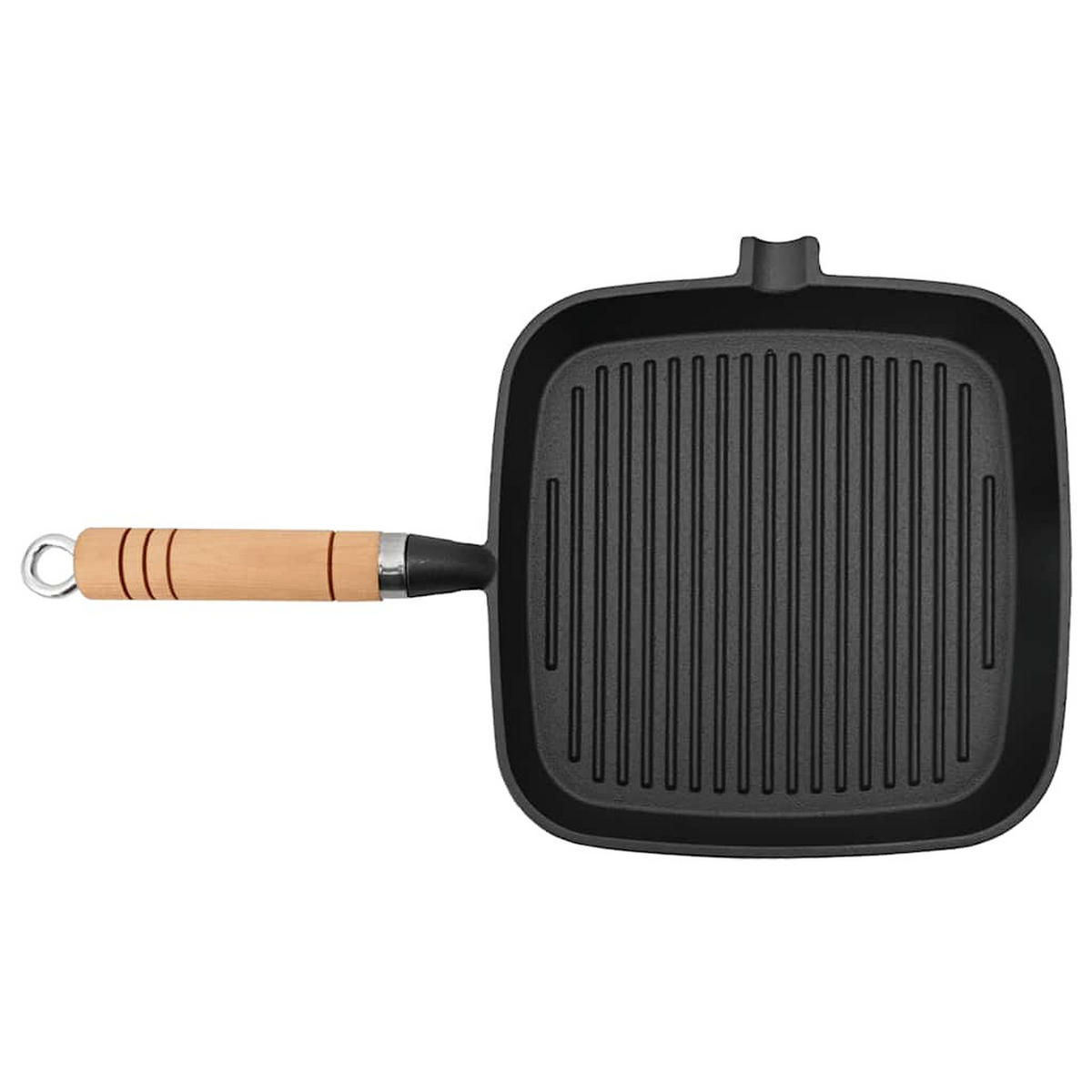 GRILLPFANNE Mit Holzgriff Gusseisen 20/20 Cm - Schwarz, Holz (42/24/3cm) - vidaXL