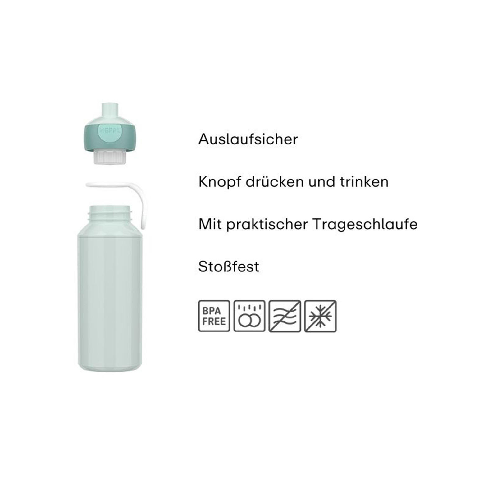 POP-UP TRINKFLASCHE Campus Switch Cool Mint / Cool Blue 400 ml - Blau/Mintgrün, Kunststoff (0.4L) - Mepal