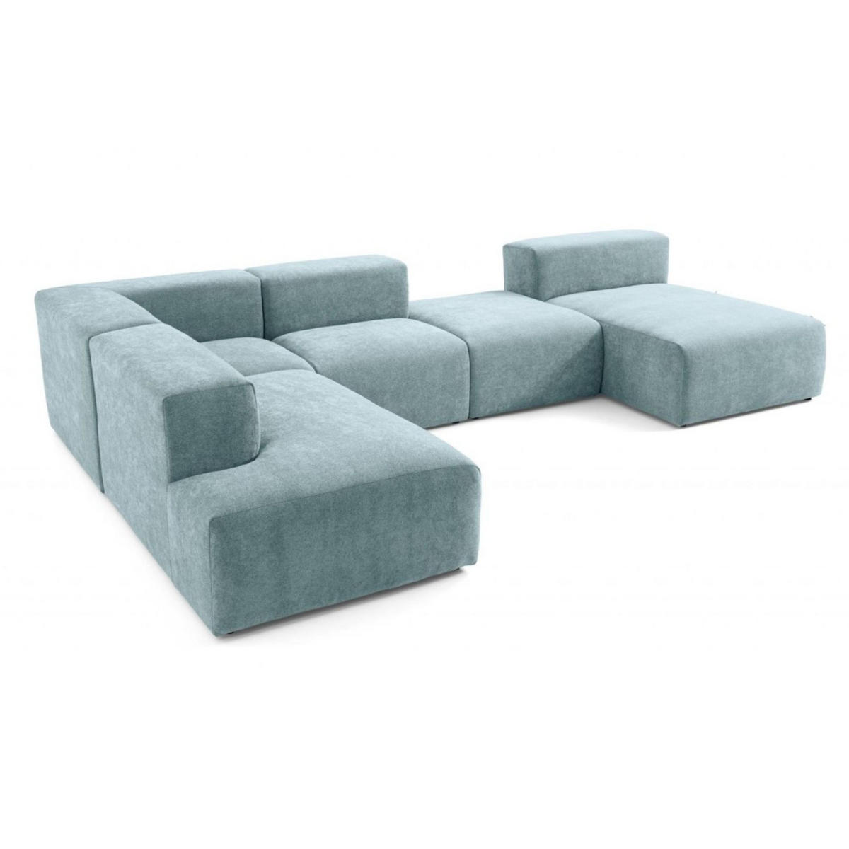 5-SITZER modulares Wohnlandschaft U XXL HEAVEN SET 6 Links, Breite 375 cm Webstoff Blaugrau - Blaugrau/Schwarz, Holz/Kunststoff (375/73/245cm) - Muffo