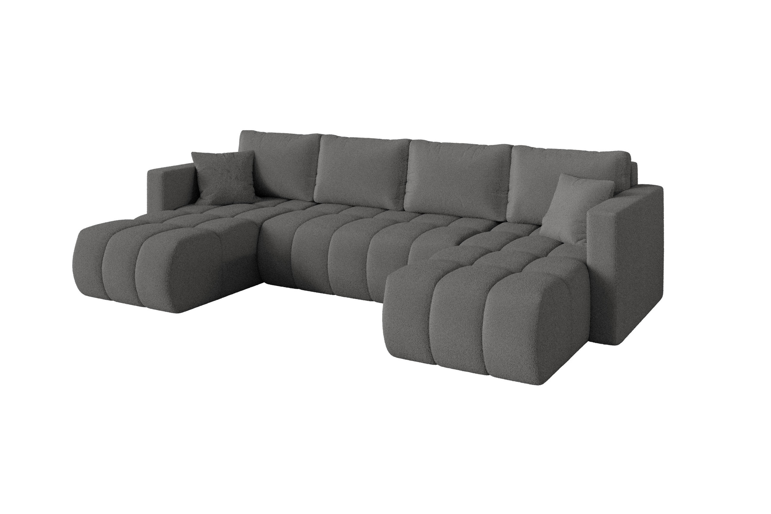 SEDACÍ SOUPRAVA DO U s funkcí spaní a úložným prostorem GARD-U 300x146x85 šedá bouclé - šedá/černá, kompozitní dřevo/textil (300/85/146cm) - ALTDECOR