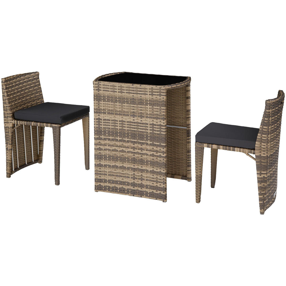 RATTANSET Hamburg,zusammenschiebbar,natur - Naturfarben, Kunststoff - tectake