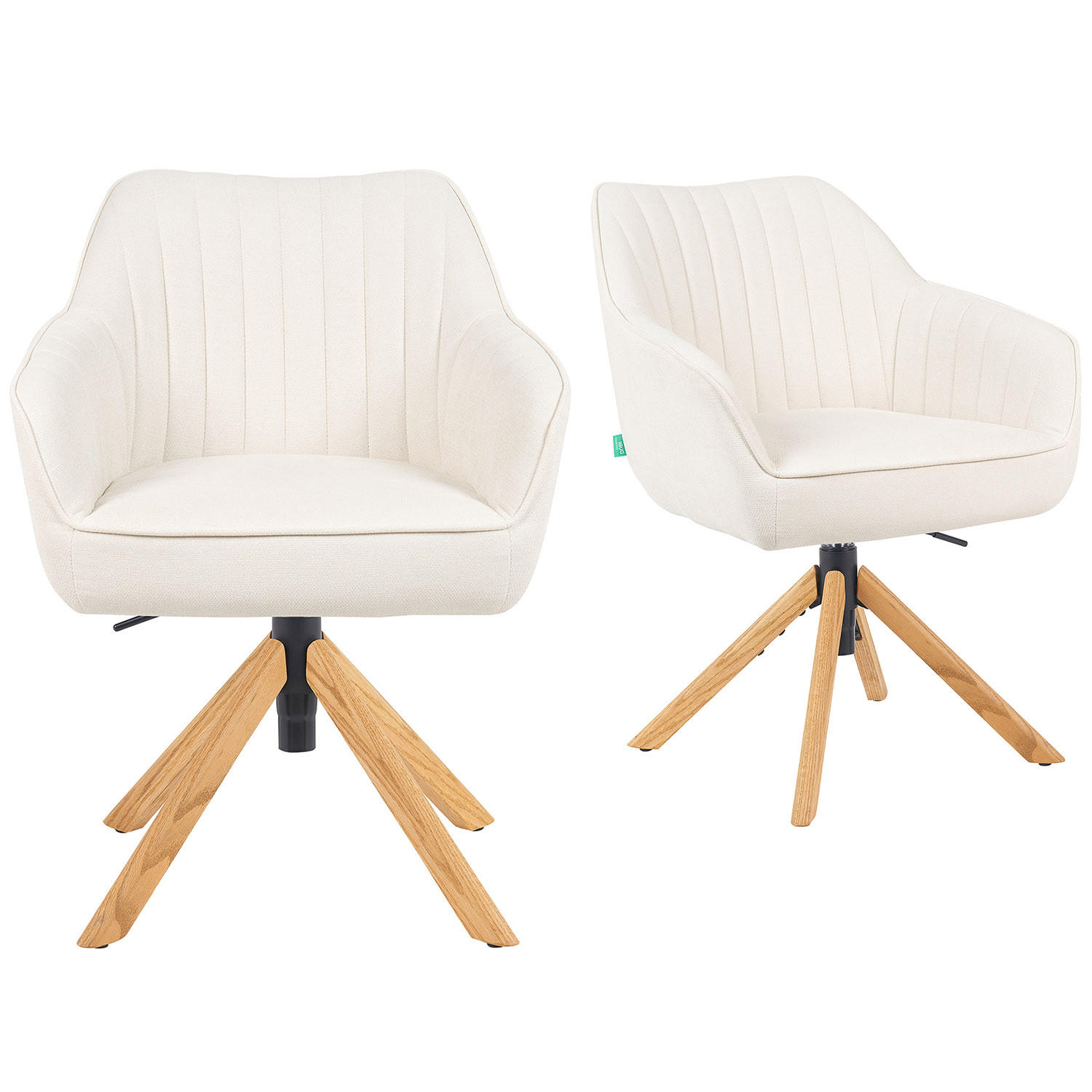 BÜROSTUHL Mika-Olea - Honigeiche/Creme, Eichenholz/Holz (60/83/61cm) - DUBI Möbel
