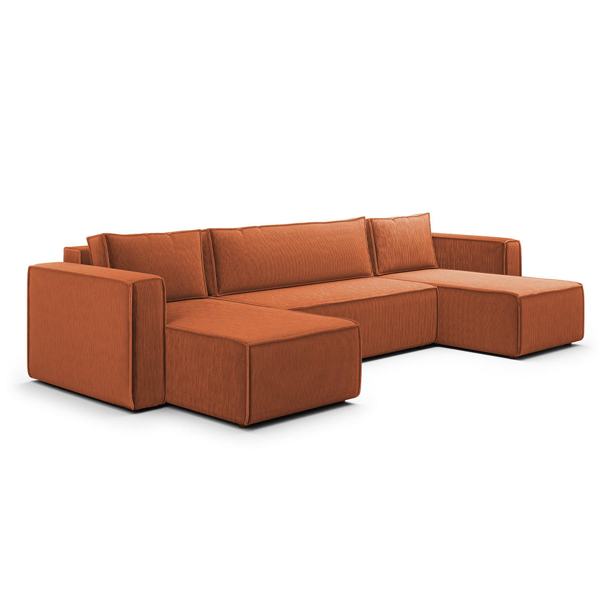 PANORAMASOFA Ezekiel 5 Sitzplätze Orange - Orange, Holz (309/73/145cm) - Petits-meubles