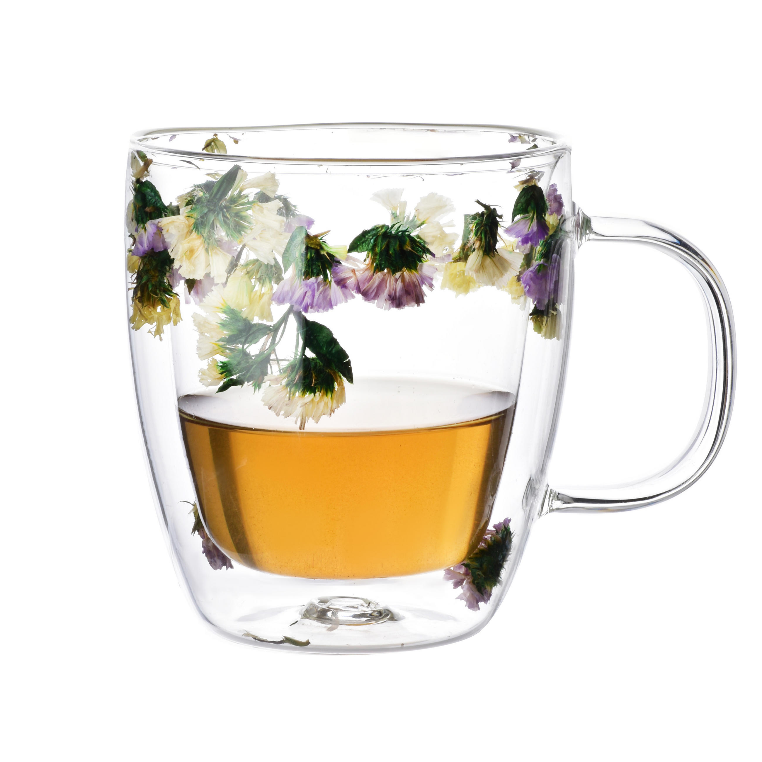 BECHER Peter Flowers Transparent Beige 11/11/12 cm Glas - Transparent/Beige, Glas (0.35L) - Mondex