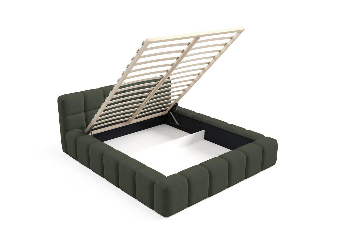 POLSTERBETT NUBO PREMIUM 180x200 cm mit Bettkasten – Stoff QUELLE 37 - Grün, Holz (180/200cm) - Dekori_Interiors
