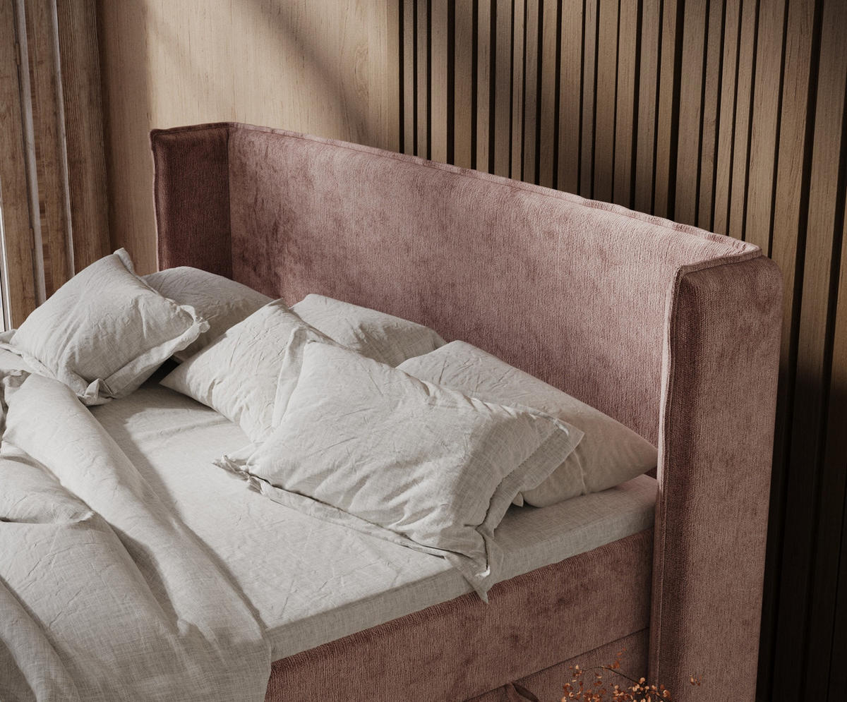 BOXSPRINGBETT Segni Rosa 140/200 cm mit Matratze und Topper - Pink/Schwarz, Holz/Holzwerkstoff (140/200cm) - Maison de Reve