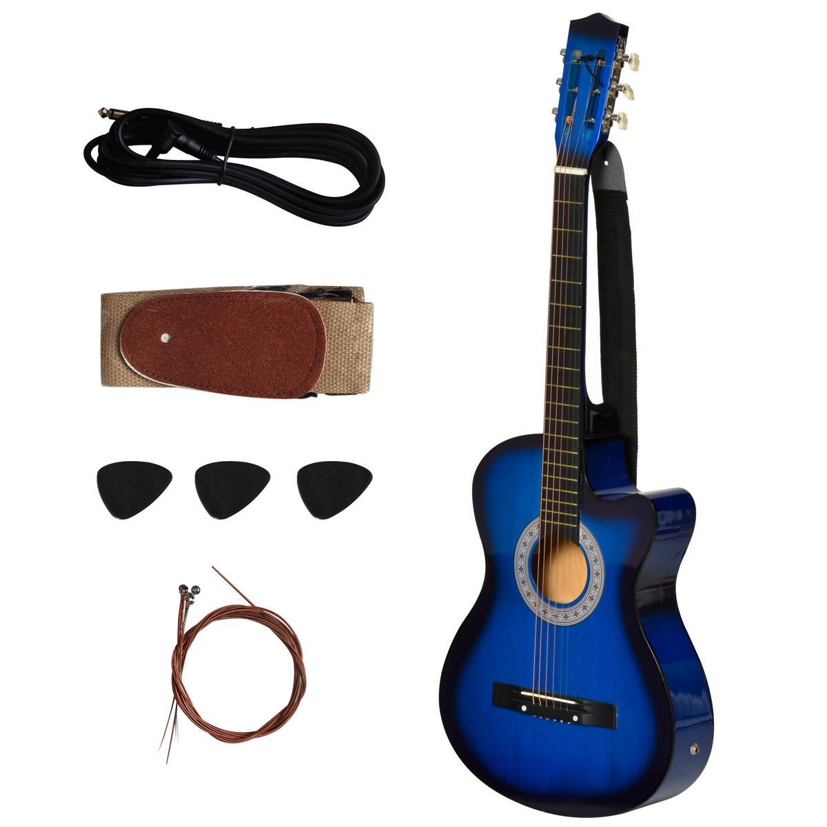 ELEKTRISCHE GITARRE DE-18665 Blau/Schwarz - Blau, Holzwerkstoff (35.8/8.5/96.5cm) - ComfortXL