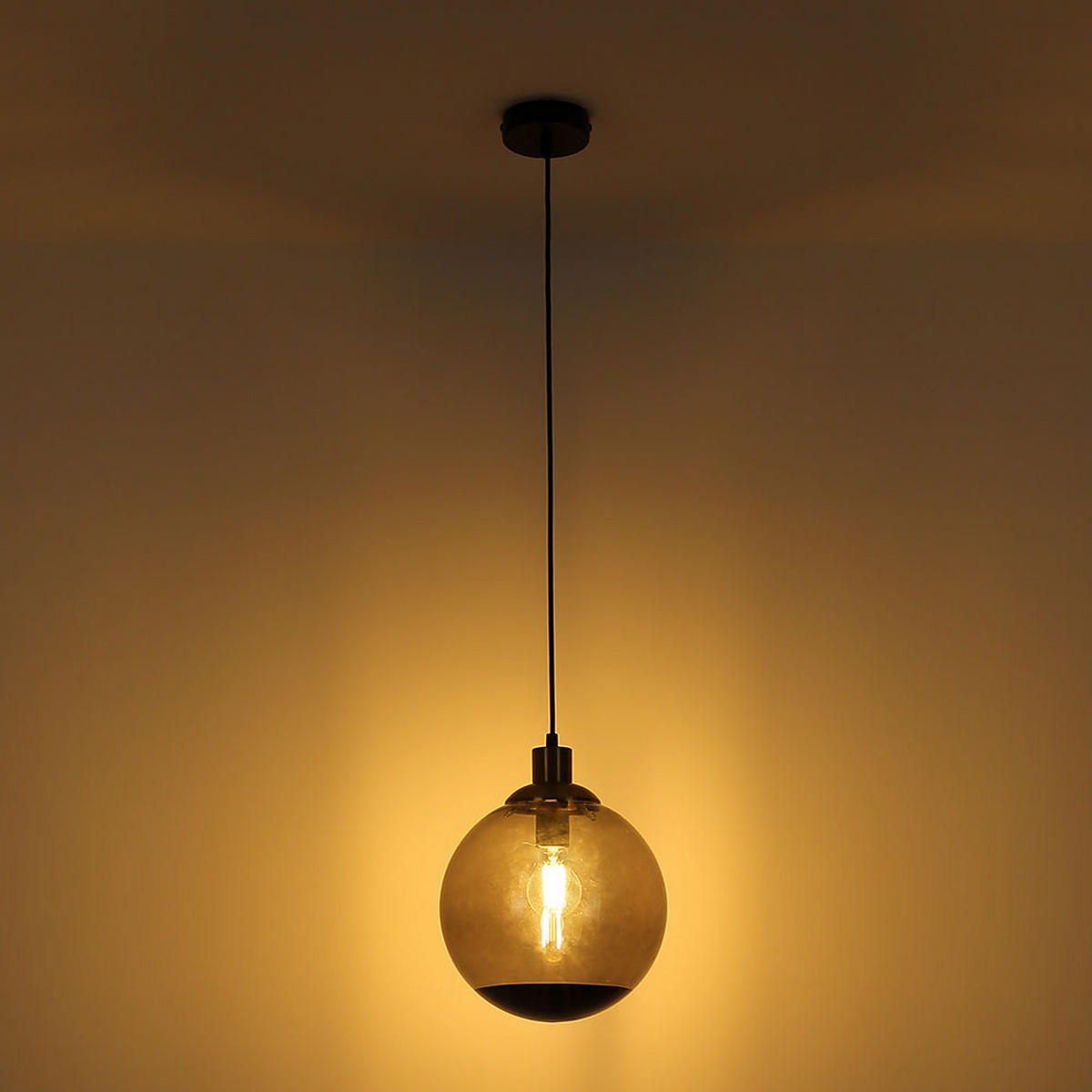 HÄNGELEUCHTE Metall Schwarz Glas - Schwarz, Glas (25/25/120cm) - Globo Lighting