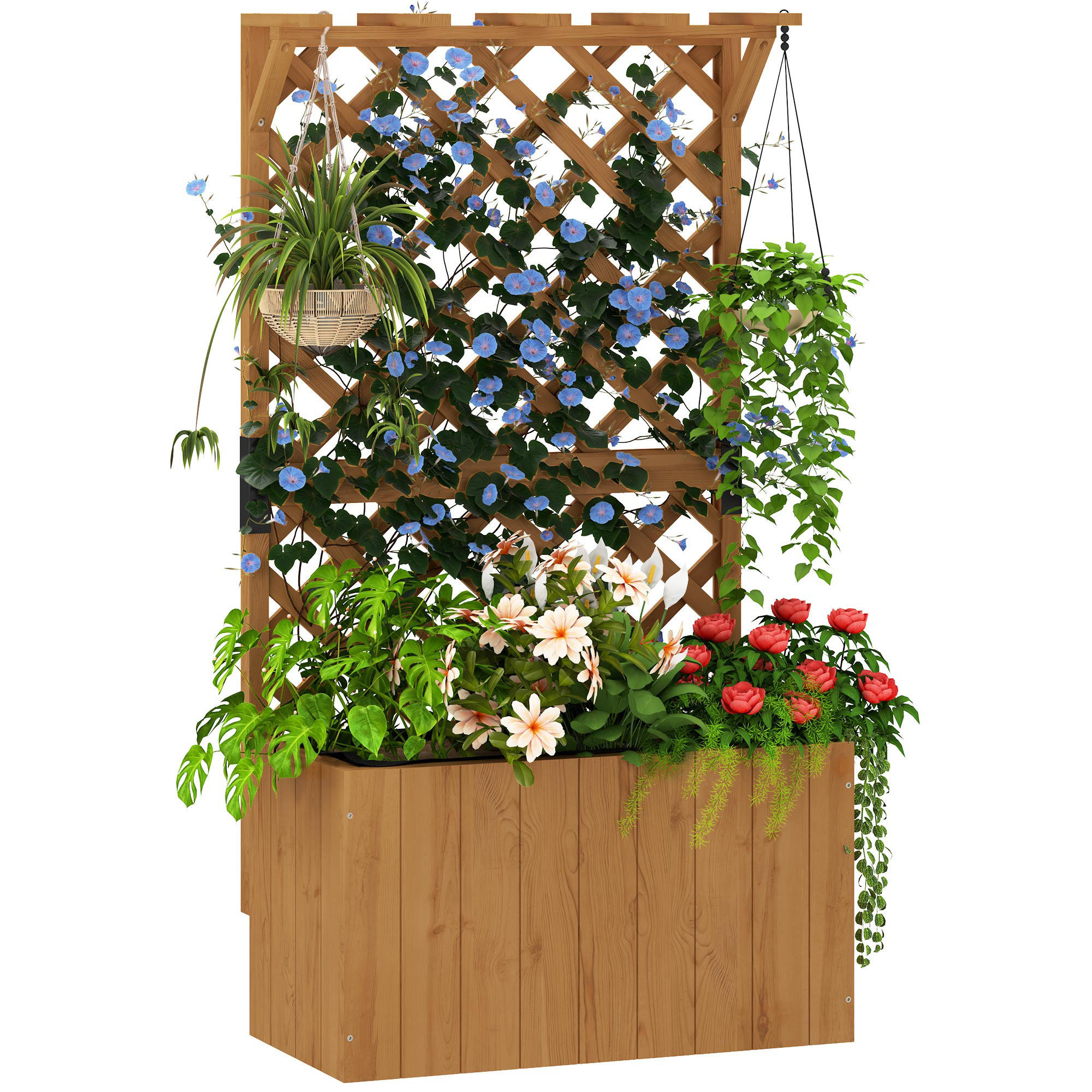 HOCHBEET DE-05274 Mit Rankgitter & Spalier, Holz Natur - Naturfarben, Holz (64/122/33cm) - ComfortXL