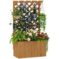 HOCHBEET DE-05274 Mit Rankgitter & Spalier, Holz Natur - Naturfarben, Holz (64/122/33cm) - ComfortXL
