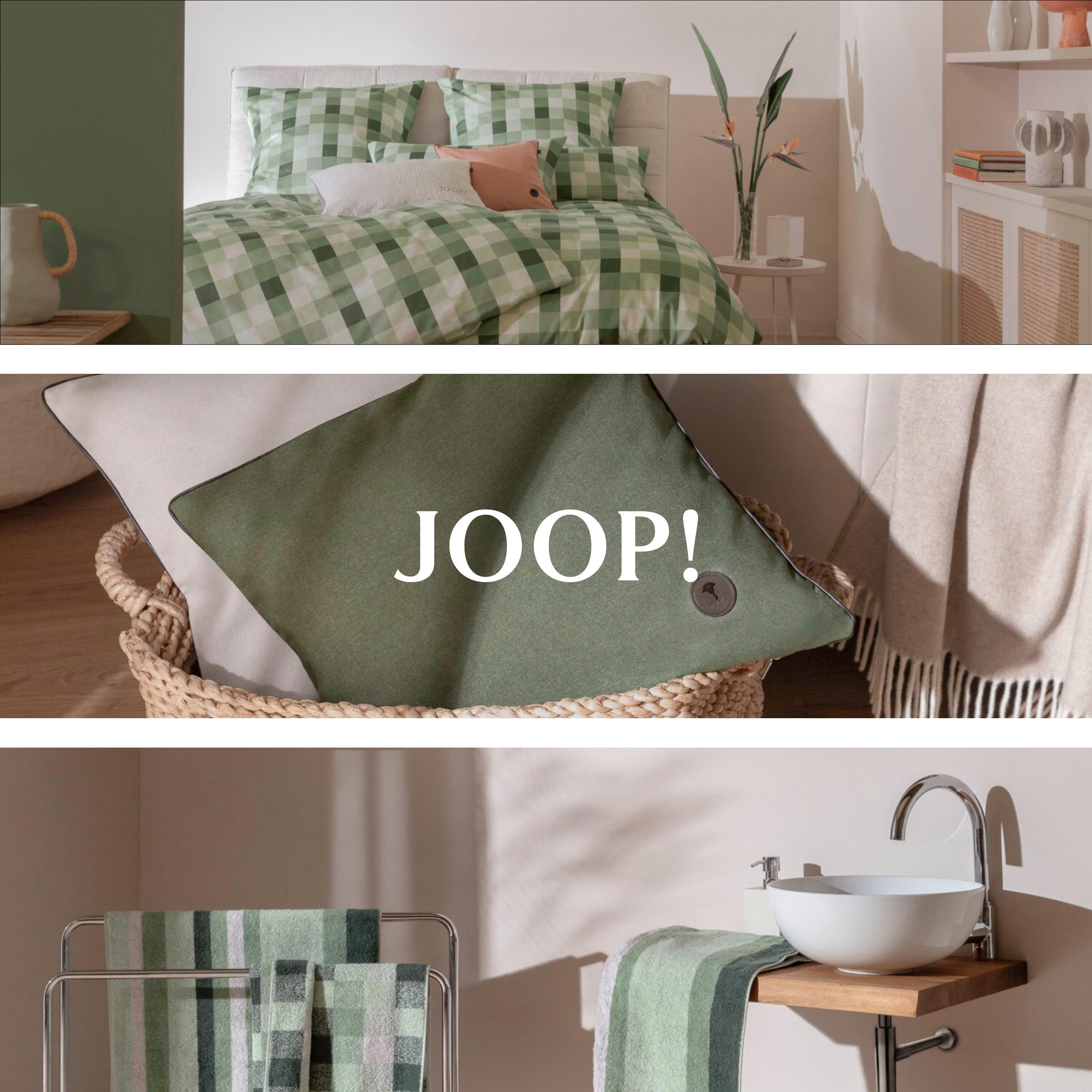 Joop! Living, Sea Grass Kollektion, Heimtextilien in beige und grün für Schlaf- Wohn- und Badezimmer