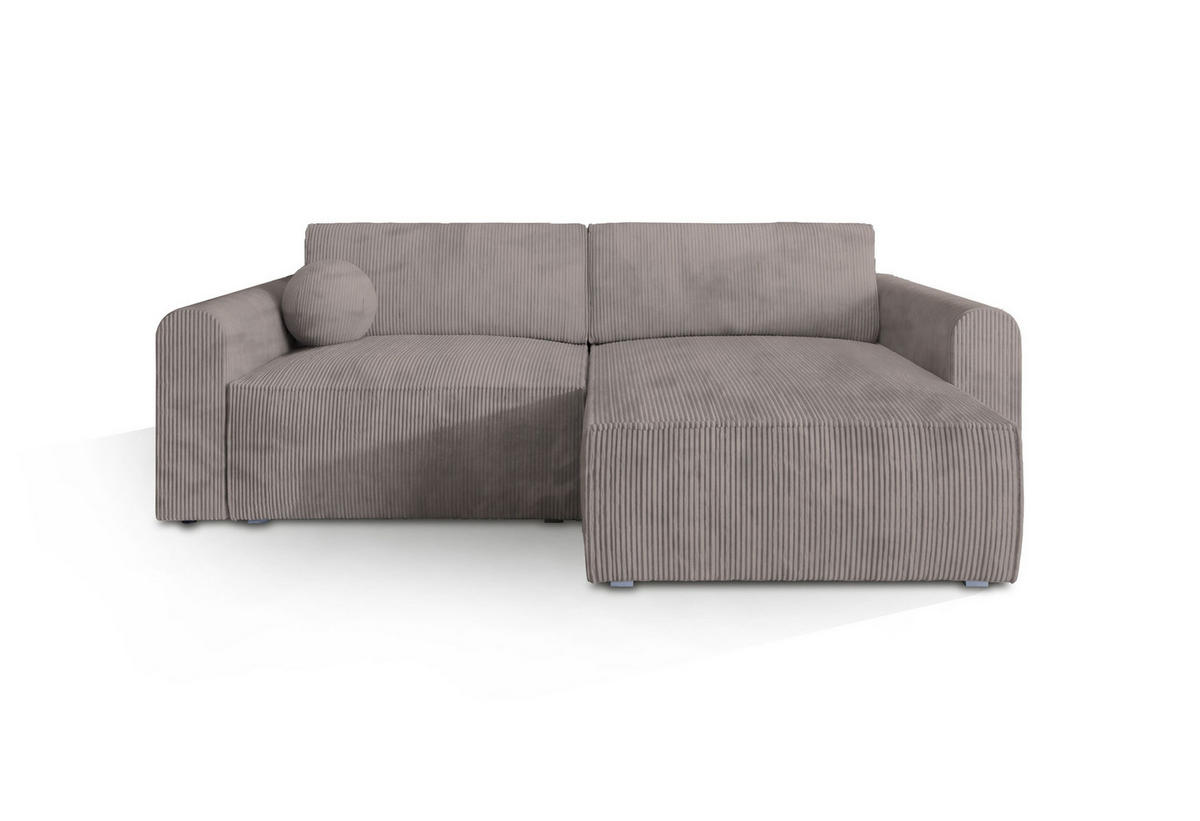 ECKSOFA FIANO P Beige Kordstoff mit Schlaffunktion - Beige, Holz (245/148cm) - MASSENO