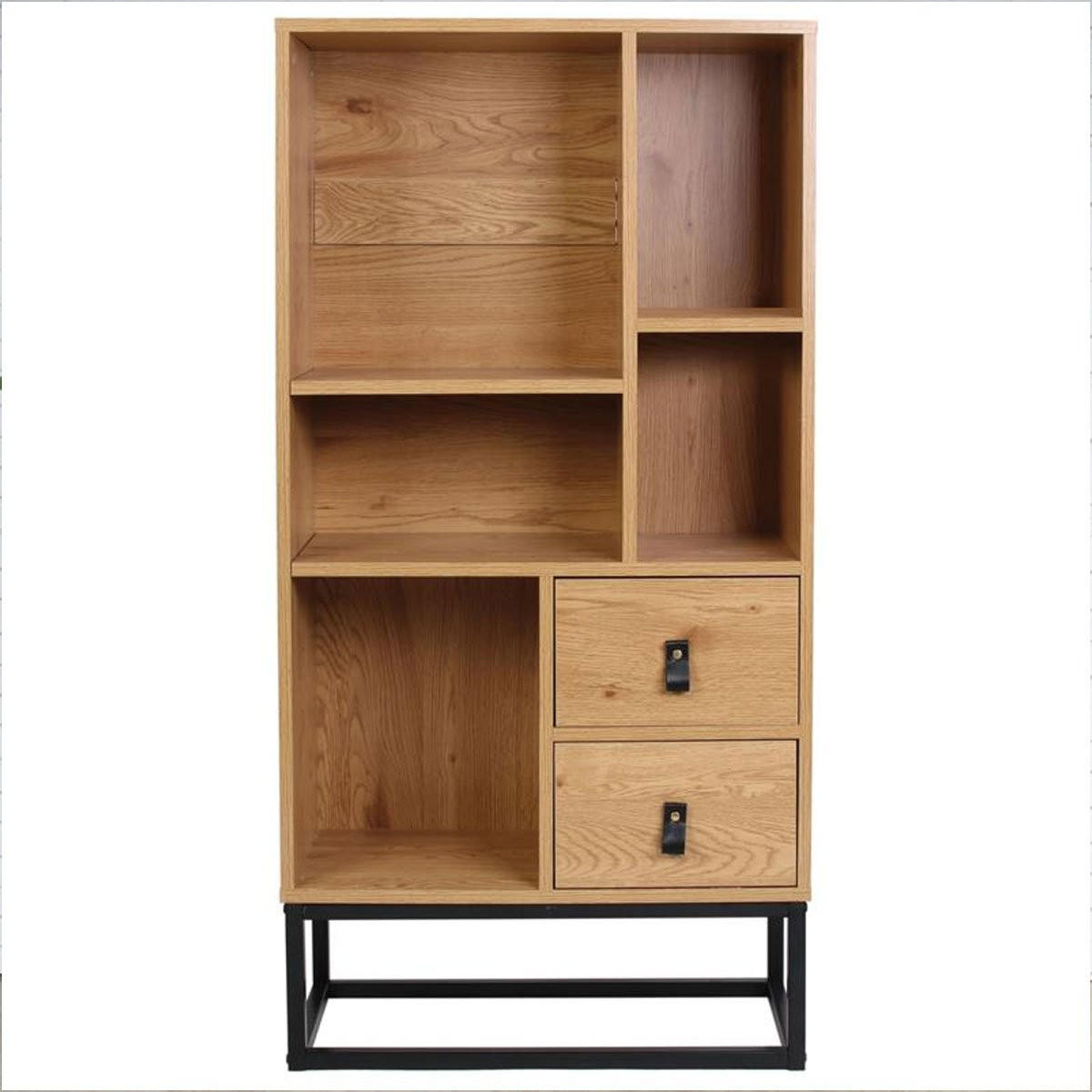 BÜCHERREGAL mit 2 Schubladen 5 Ablagen H120 cm - Apfelbaumfarben, Holzwerkstoff (29/120/66cm) - Calicosy
