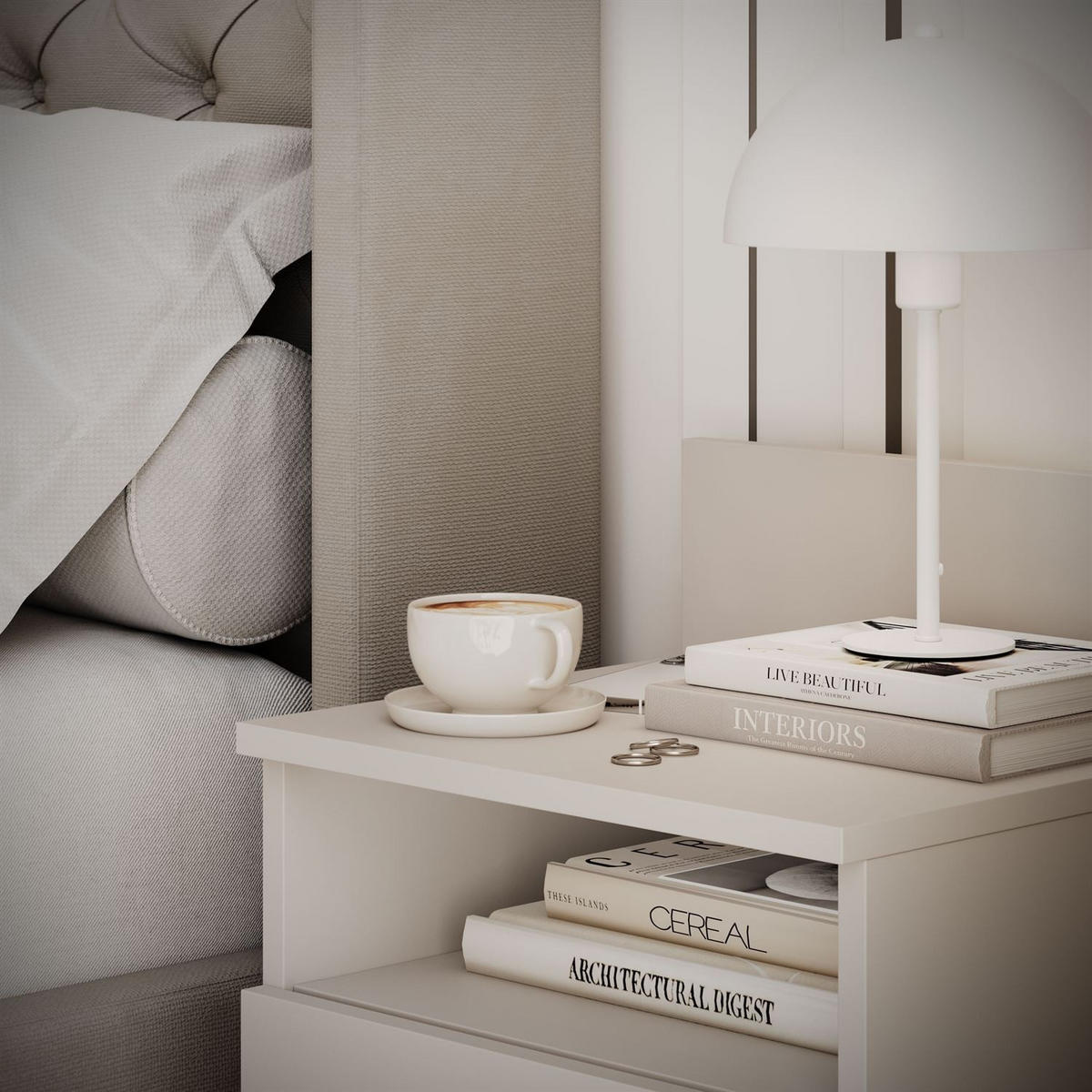 NACHTTISCH HANA M1 Kaschmir - Kaschmir, Holzwerkstoff (40/59/32cm) - Lookway