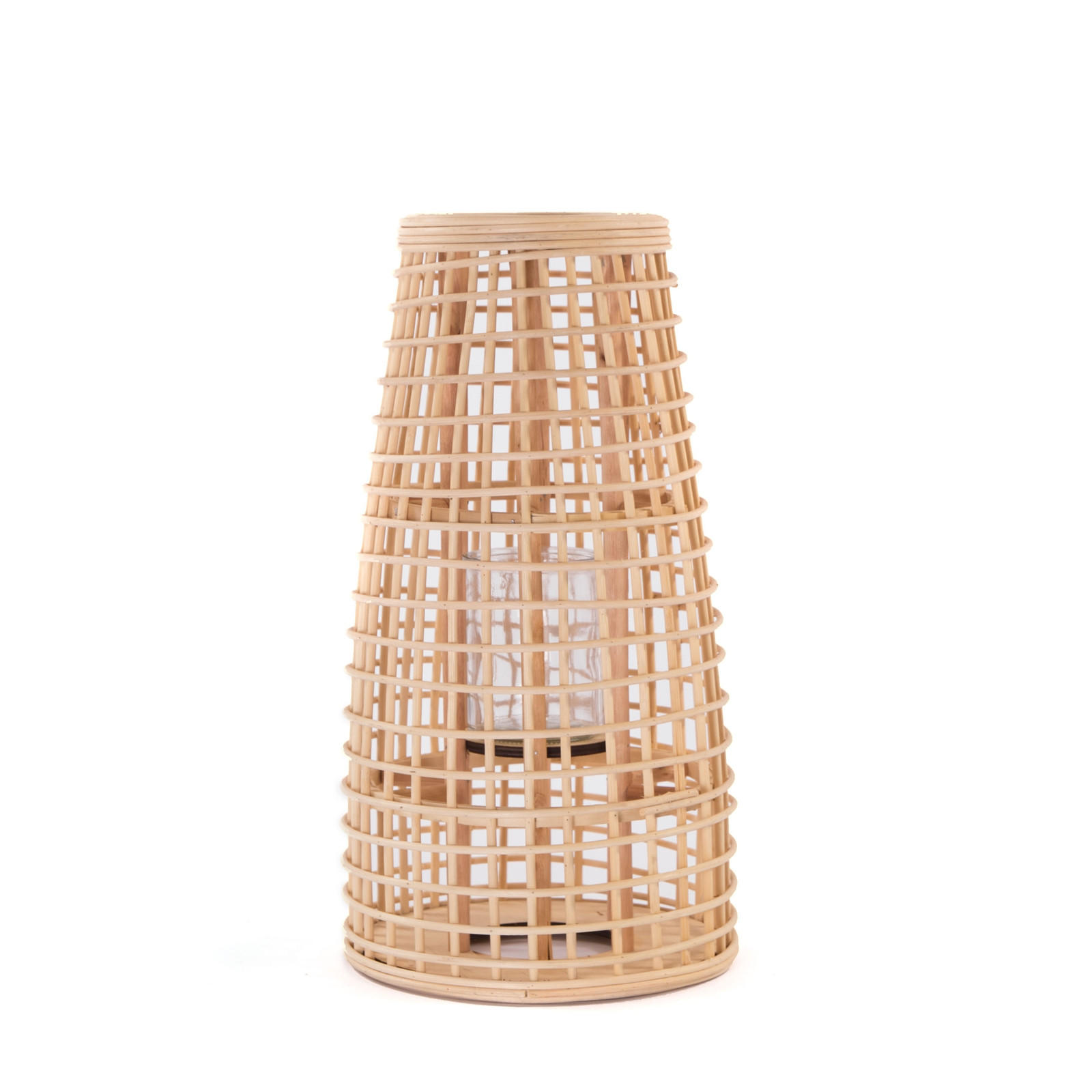 LATERNE Iva 40 Bambus, mit Windlicht-Glaseinsatz naturfarben - Naturfarben, Holz (20/40/20cm) - CREEDWOOD