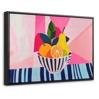 LEINWAND Bilder mit Rahmen - Obst - Abstrakter Hintergrund - Rosa - 60x40 - Pink, Textil (60/40cm) - MuchoWow