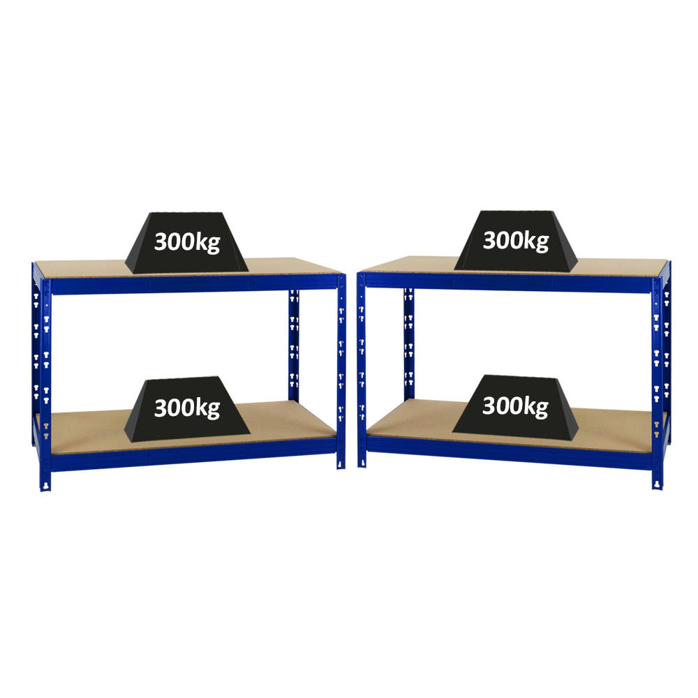 WERKBANK Tiger 2er-Set mit 2x 300 kg pro Fachboden 90x140x60 cm Blau - Blau, Metall (280/90/60cm) - PROREGAL