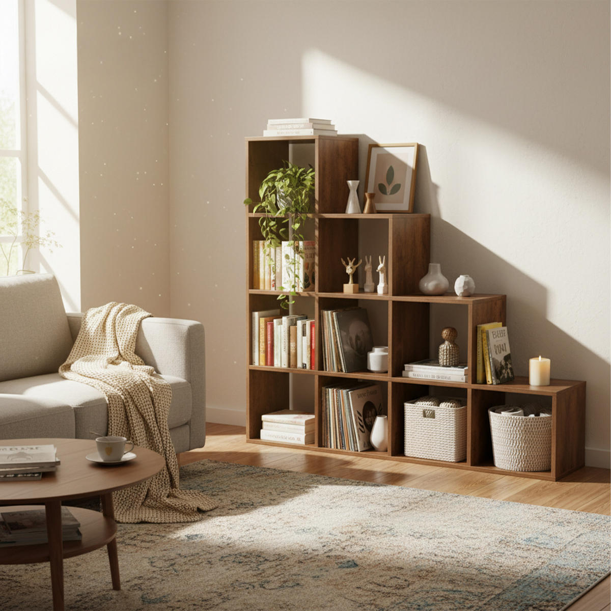 STUFENREGAL - Braun, Holzwerkstoff (129.5/129.5/29cm) - Relaxdays