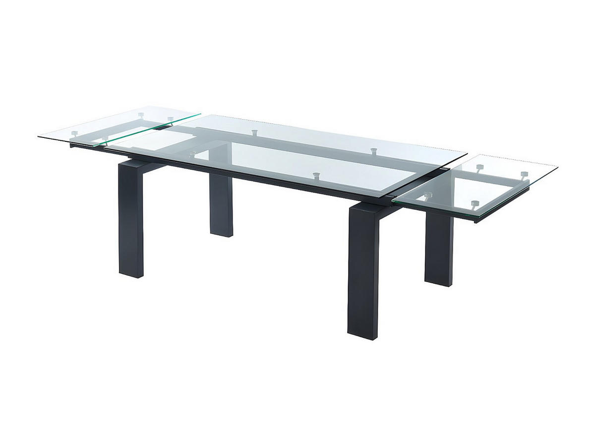 ESSTISCH - 8 Personen, 10 Personen - glas - transparent Lubana - Transparent/Schwarz, Glas/Metall (100/180/76cm) - Vente-Unique