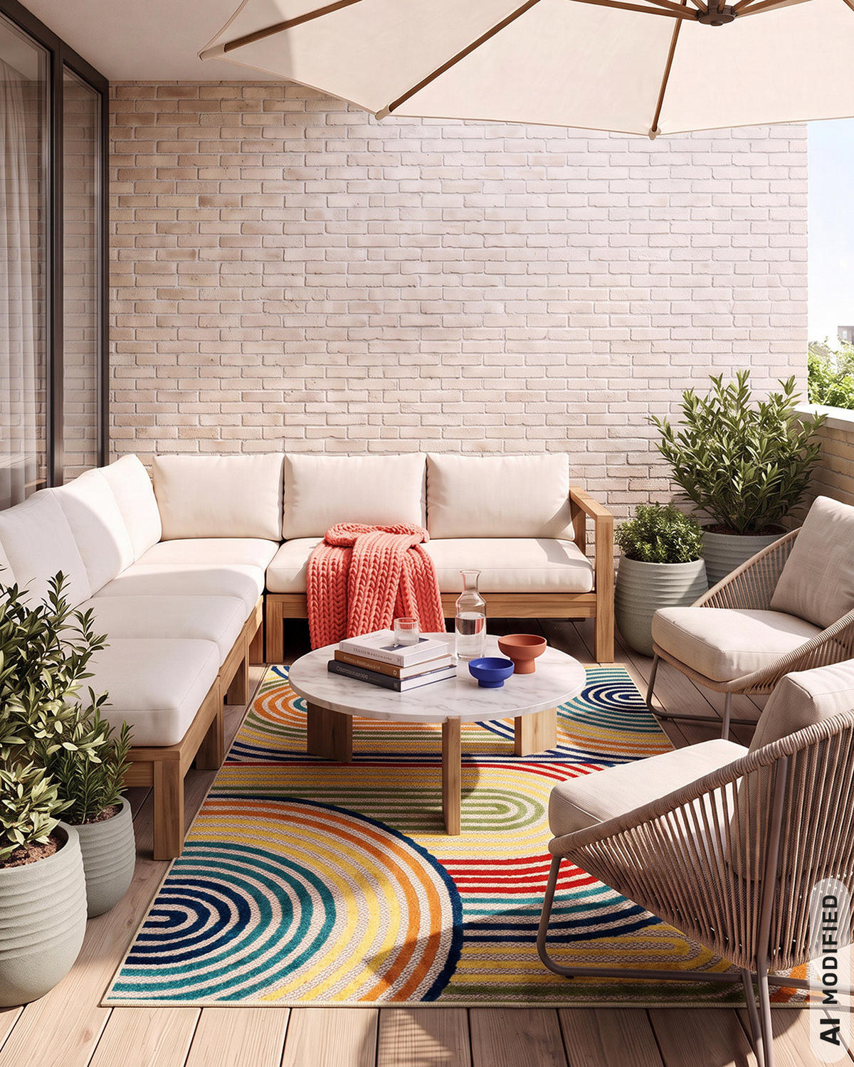 TEPPICH In-& Outdoor Fano Ovale Mazovia 120x170cm Blau Gelb Abstrakt Kurzflor - Blau, Textil (120/170cm) - Mazovia